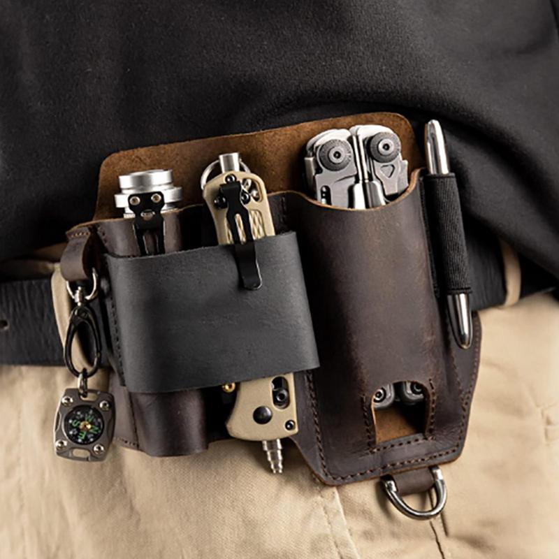 Edc Carry Flashlight - Men Leather EDCs Organizer Sheath EDCs
