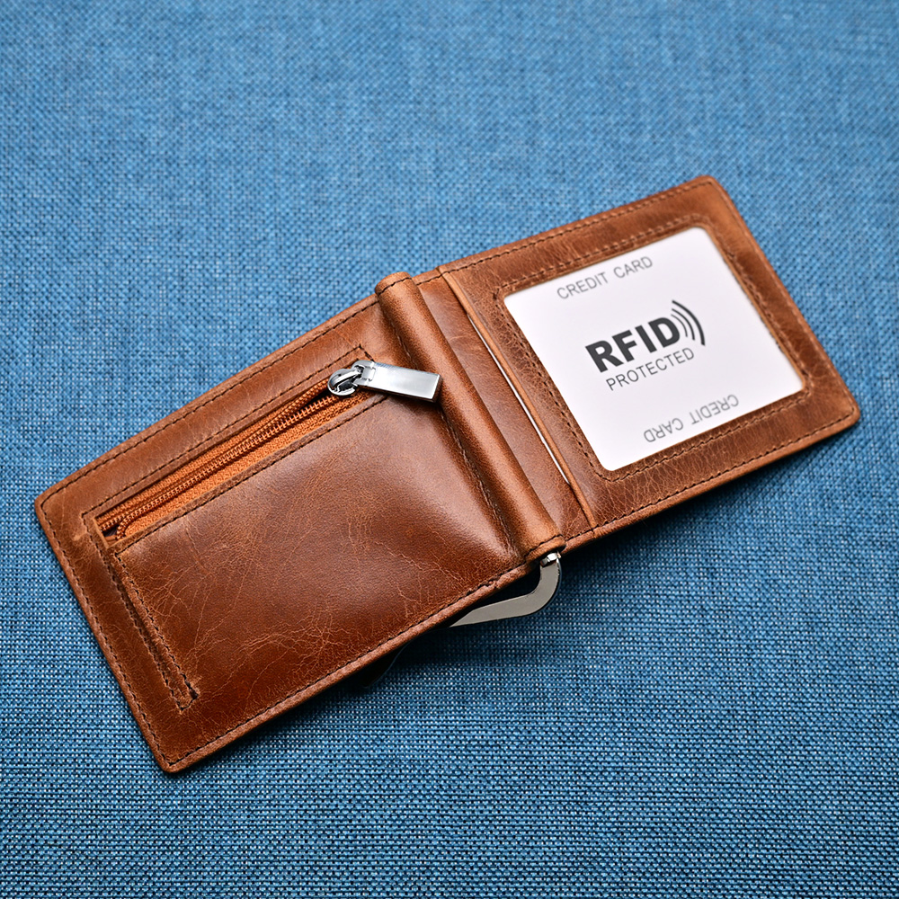 Genuine Leather Mens Wallet Mo - Money Clip Magnetic recension och pris