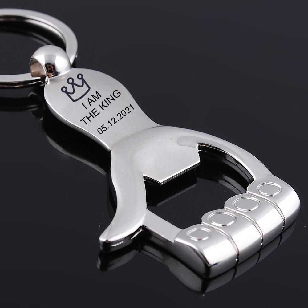 Custom Text Logo Keychain Thum - Bottle Opener Keyring recension och pris