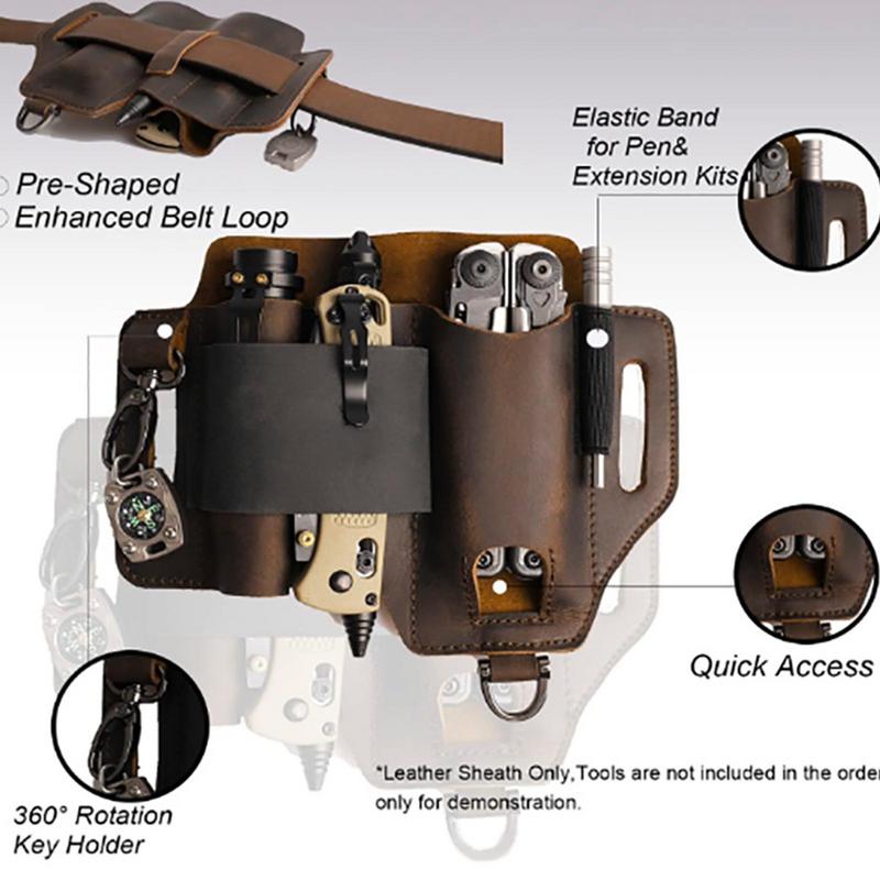 Men Leather EDCs Organizer She - Edc Carry Flashlight recension och pris