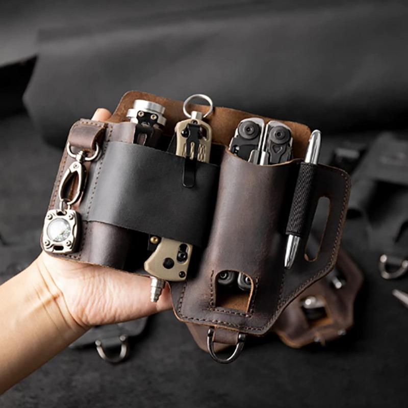 Men Leather EDCs Organizer She - Edc Carry Flashlight recension och pris